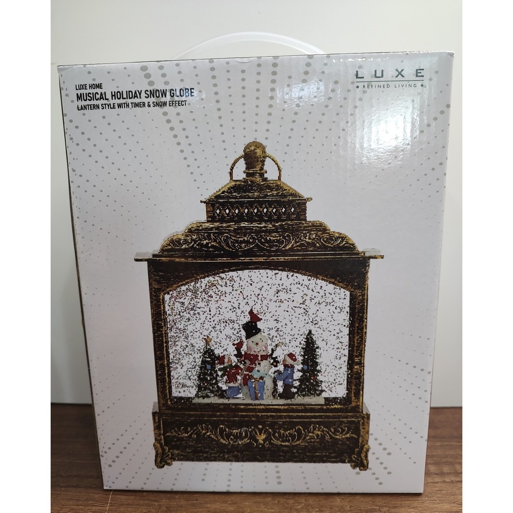 Luxe Home Musical Holiday Snow Globe Swirling Snow Snowman Lantern